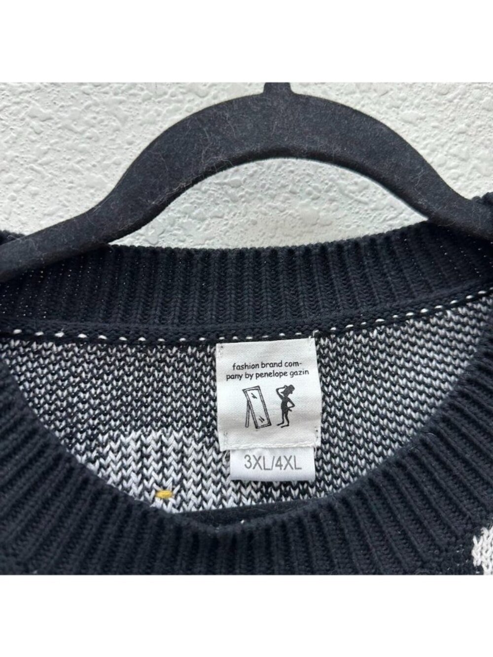 Fashion Brand Co Penelope Gazin Black Knit Egg Sweater Puff Sleeve Women 3XL/4XL - Picture 3 of 7